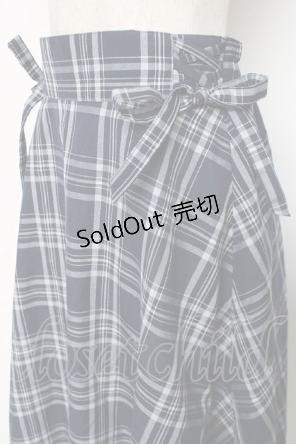 画像3: axes femme / マドラスチェック裾切替スカート M 紺 Y-25-12-11-087-AX-SK-SZ-ZY (3)