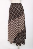 画像2: axes femme / チェック切替ロングスカート M 茶 Y-25-12-11-089-AX-SK-SZ-ZY (2)