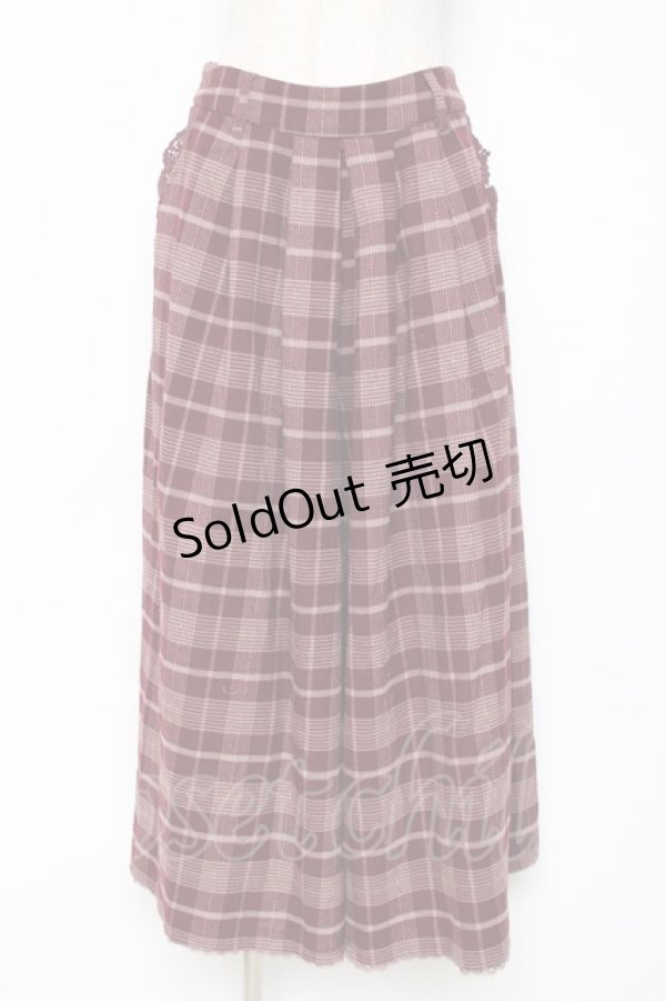 画像1: axes femme / チェック柄ガウチョパンツ M ワイン Y-25-12-11-091-AX-PA-SZ-ZY (1)