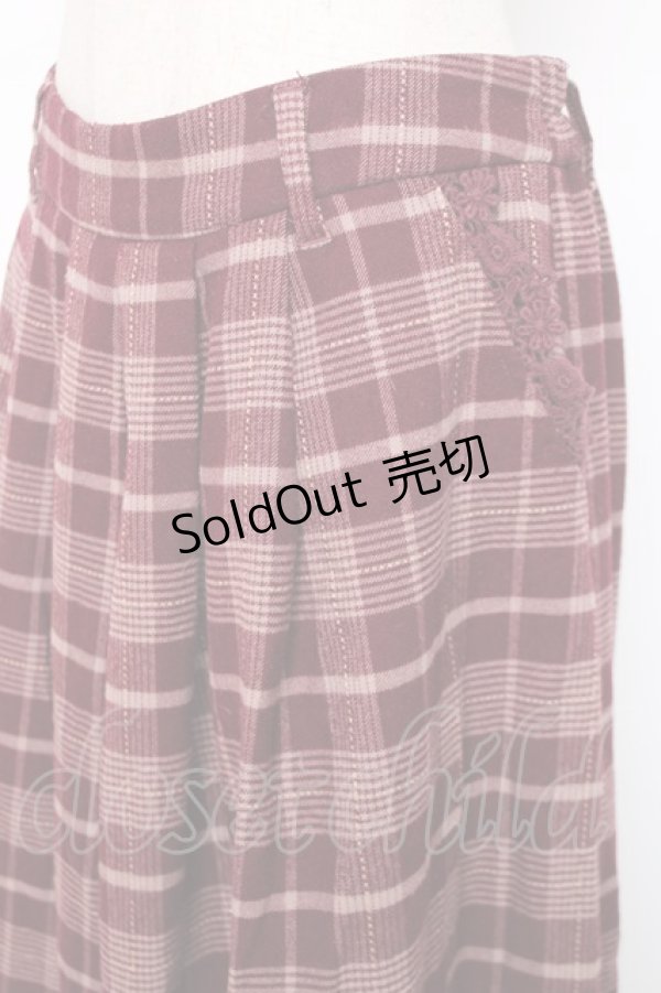 画像3: axes femme / チェック柄ガウチョパンツ M ワイン Y-25-12-11-091-AX-PA-SZ-ZY (3)