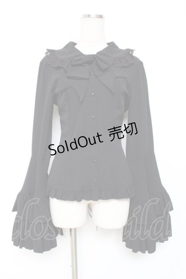 画像1: ATELIER PIERROT / 丸襟姫袖ブラウス  黒 Y-25-12-11-010-EL-BL-SZ-ZY (1)