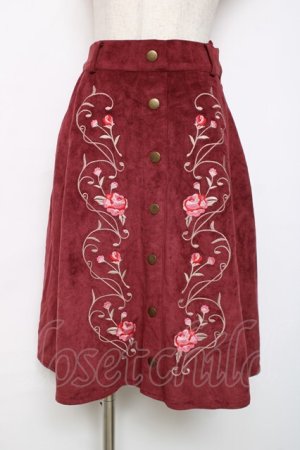 画像: Honey Cinnamon / 刺繍スカート  ワイン Y-25-12-11-098-LO-SK-AS-ZY