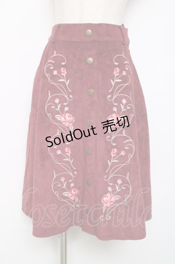 画像1: Honey Cinnamon / 刺繍スカート  ワイン Y-25-12-11-098-LO-SK-AS-ZY (1)