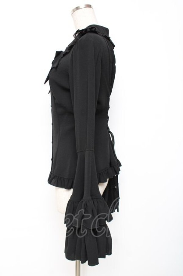 画像2: ATELIER PIERROT / 丸襟姫袖ブラウス  黒 Y-25-12-11-010-EL-BL-SZ-ZY (2)