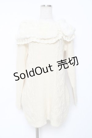 画像: axes femme / ファーカラーニットワンピース M 生成り Y-25-12-11-011-AX-CO-SZ-ZY