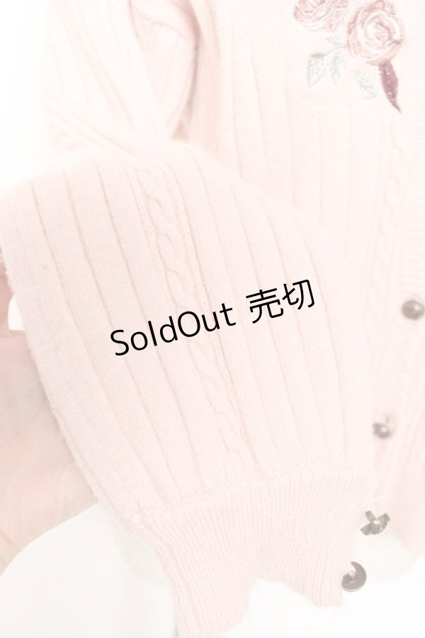 画像4: axes femme / ガーデニング刺繍カーディガン  ピンク Y-25-12-11-012-AX-TO-SZ-ZY (4)