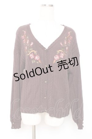 画像: axes femme / ガーデニング刺繍カーディガン  ブラウン Y-25-12-11-013-AX-TO-SZ-ZY