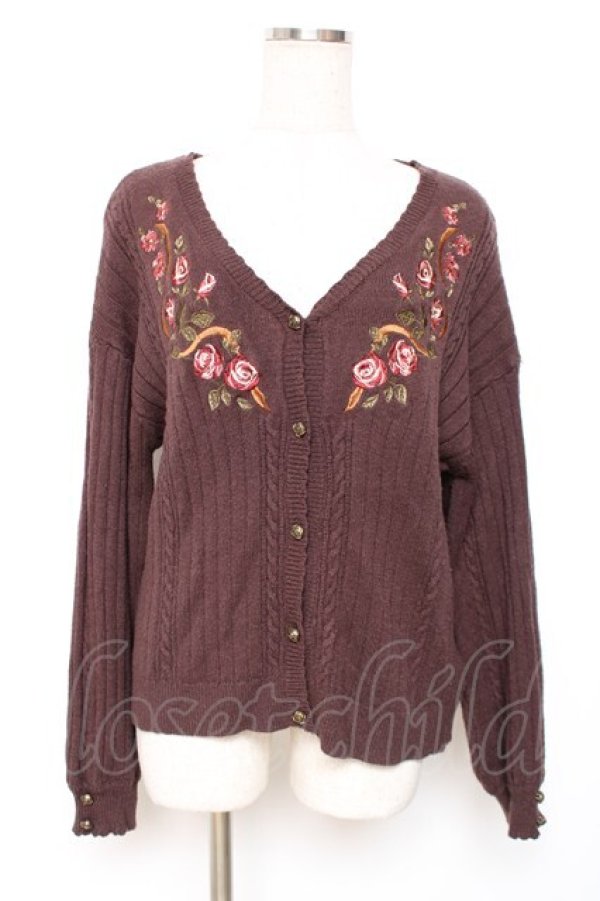画像1: axes femme / ガーデニング刺繍カーディガン  ブラウン Y-25-12-11-013-AX-TO-SZ-ZY (1)