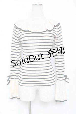 画像: axes femme / 襟デザインボーダーニット  生成り Y-25-12-11-014-AX-TO-SZ-ZY