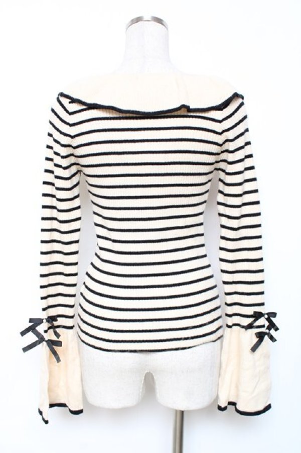 画像2: axes femme / 襟デザインボーダーニット  生成り Y-25-12-11-014-AX-TO-SZ-ZY (2)