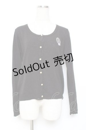 画像: axes femme / フレーム刺繍入りカーディガン M 黒 Y-25-12-11-015-AX-TO-SZ-ZY