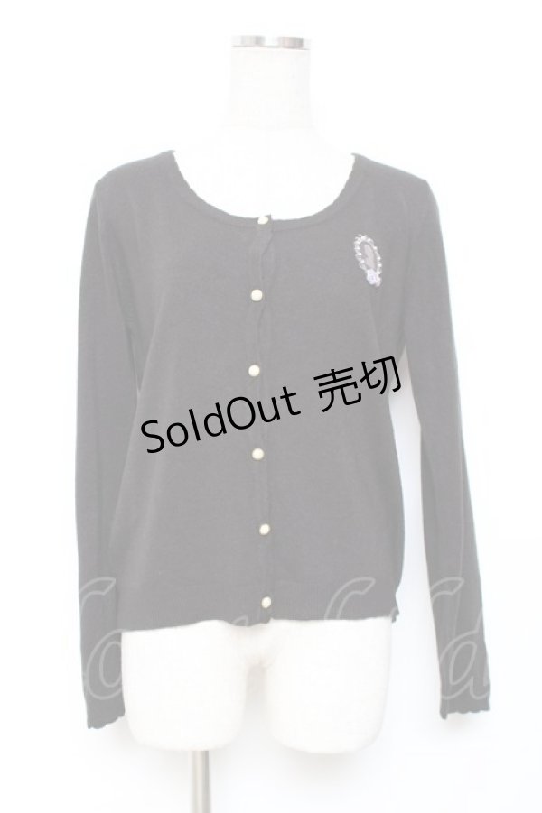 画像1: axes femme / フレーム刺繍入りカーディガン M 黒 Y-25-12-11-015-AX-TO-SZ-ZY (1)