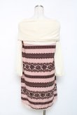 画像2: axes femme / 薔薇レースボーダーオフショルニットワンピース M 淡ピンク Y-25-12-11-017-AX-OP-SZ-ZY (2)