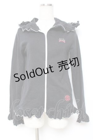 画像: MAM / デビルキャット刺繍フリルパーカー  黒 Y-25-12-11-022-LO-TO-SZ-ZY