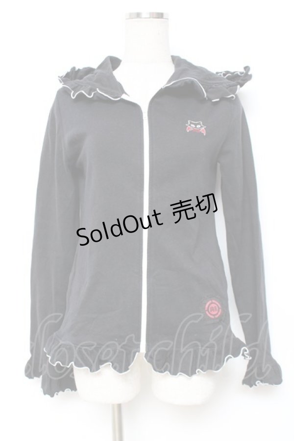 画像1: MAM / デビルキャット刺繍フリルパーカー  黒 Y-25-12-11-022-LO-TO-SZ-ZY (1)