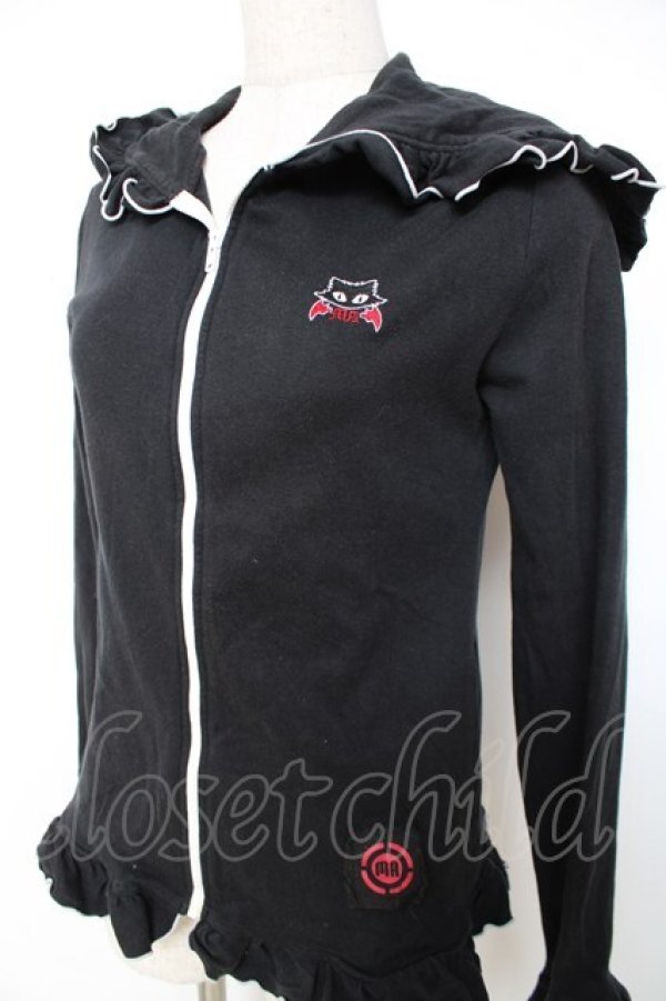 画像4: MAM / デビルキャット刺繍フリルパーカー  黒 Y-25-12-11-022-LO-TO-SZ-ZY (4)