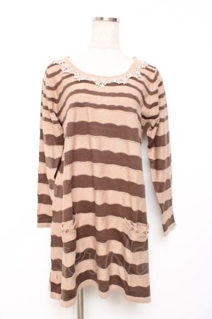 画像: axes femme / ボーダーチュニック  ベージュ Y-25-12-11-025-AX-TO-AS-ZY