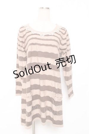 画像: axes femme / ボーダーチュニック  ベージュ Y-25-12-11-025-AX-TO-AS-ZY