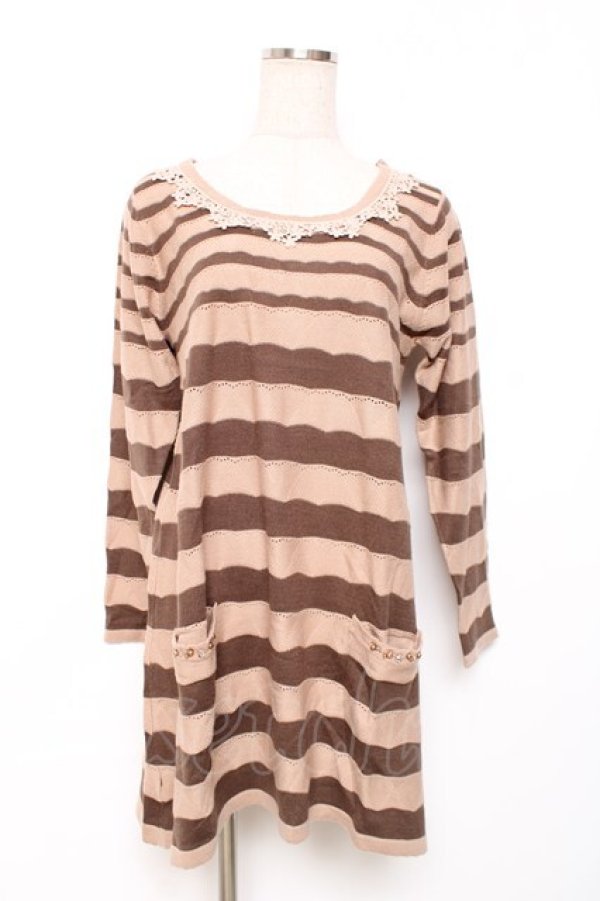 画像1: axes femme / ボーダーチュニック  ベージュ Y-25-12-11-025-AX-TO-AS-ZY (1)