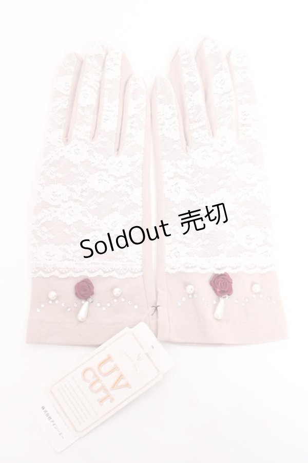 画像1: axes femme / リボンフィンガーレスグローブ  淡ピンク Y-25-12-11-004-AX-ZA-AS-ZY (1)