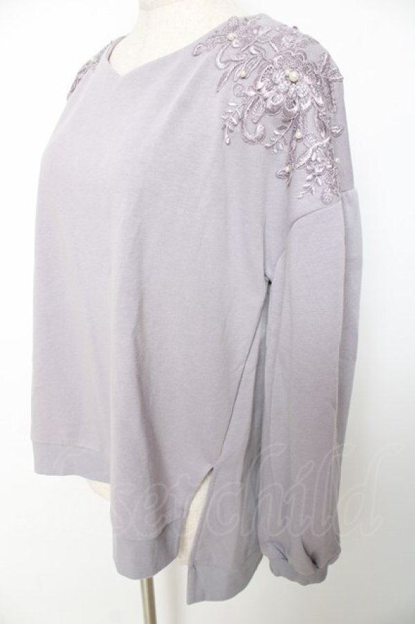 画像3: axes femme / 花モチーフレース使いプルオーバー M ラベンダー Y-25-12-11-027-AX-TO-SZ-ZY (3)