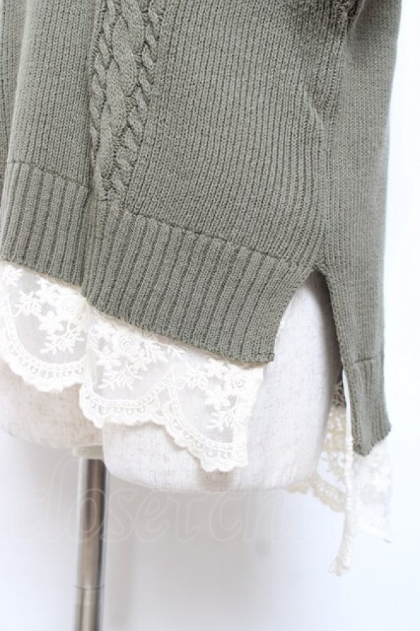 画像3: axes femme / 裾チュールレースニットベスト M グリーン Y-25-12-11-028-AX-TO-SZ-ZY (3)