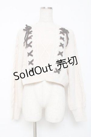 画像: axes femme / Wレースアップショートニット M 生成り Y-25-12-11-029-AX-TO-SZ-ZY