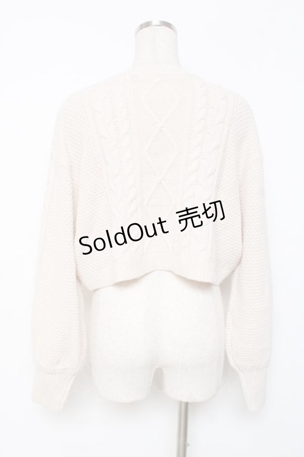 画像2: axes femme / Wレースアップショートニット M 生成り Y-25-12-11-029-AX-TO-SZ-ZY (2)