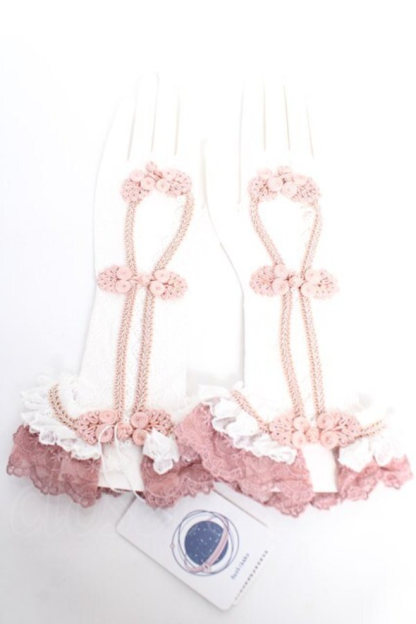 画像1: Hoshibako Works / 彩花磁　レース手袋  ピンク Y-25-12-12-053-LO-ZA-SZ-ZY (1)
