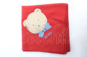 画像: PINK HOUSE / かおくま大判ストール  赤Ｘブラウン Y-25-12-12-061-LO-ZA-SA-ZY