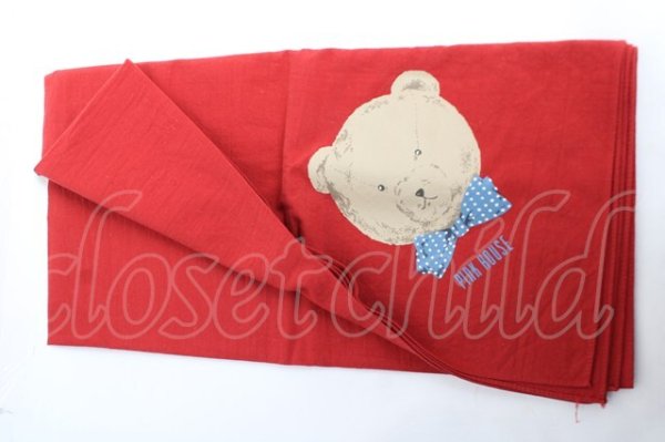 画像2: PINK HOUSE / かおくま大判ストール  赤Ｘブラウン Y-25-12-12-061-LO-ZA-SA-ZY (2)