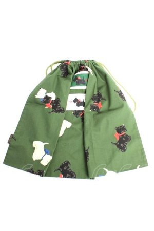 画像: PINK HOUSE / スコッチテリアプリント巾着バッグ（大）  グリーン Y-25-12-12-062-LO-ZA-SA-ZY