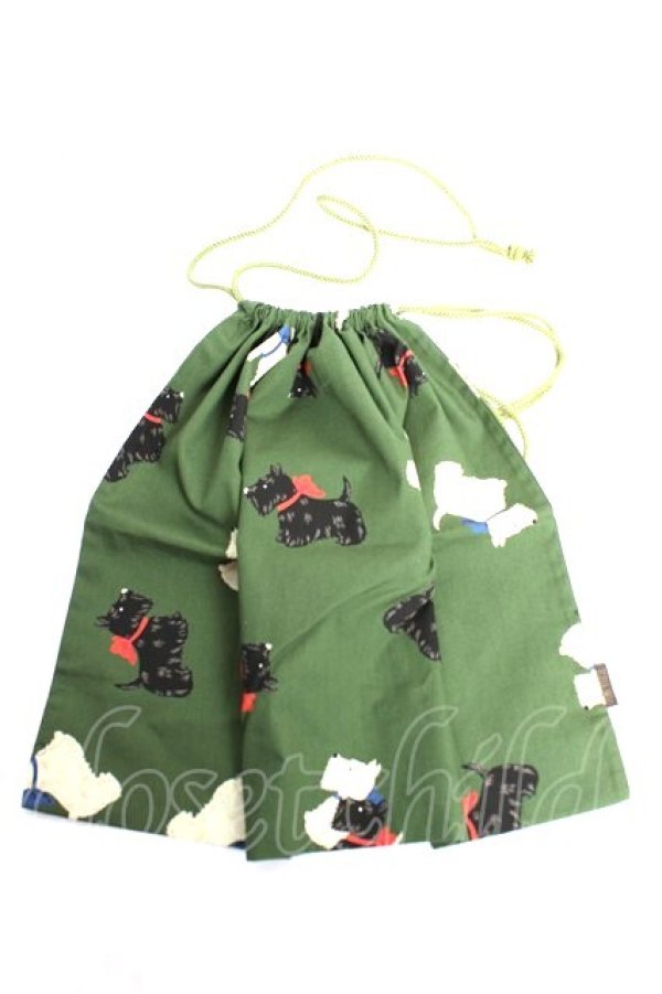 画像2: PINK HOUSE / スコッチテリアプリント巾着バッグ（大）  グリーン Y-25-12-12-062-LO-ZA-SA-ZY (2)
