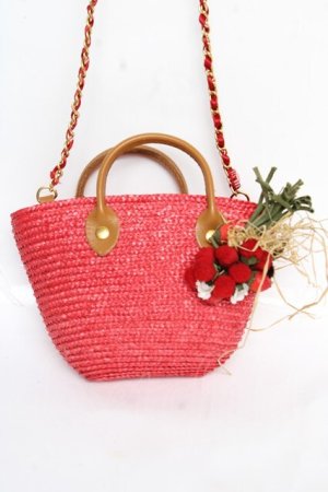 画像: PINK HOUSE / 麦わらポシェット  アカ Y-25-12-12-078-LO-BG-SZ-ZY