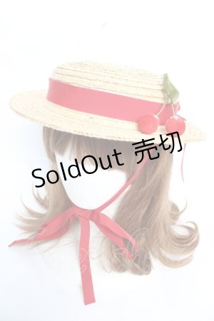 画像: PINK HOUSE / さくらんぼコサージュ付き麦わら帽子  赤 Y-25-12-12-094-LO-AC-SZ-ZT0304V