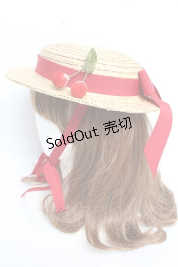 画像2: PINK HOUSE / さくらんぼコサージュ付き麦わら帽子  赤 Y-25-12-12-094-LO-AC-SZ-ZT0304V (2)