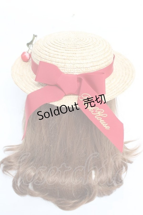 画像3: PINK HOUSE / さくらんぼコサージュ付き麦わら帽子  赤 Y-25-12-12-094-LO-AC-SZ-ZT0304V (3)