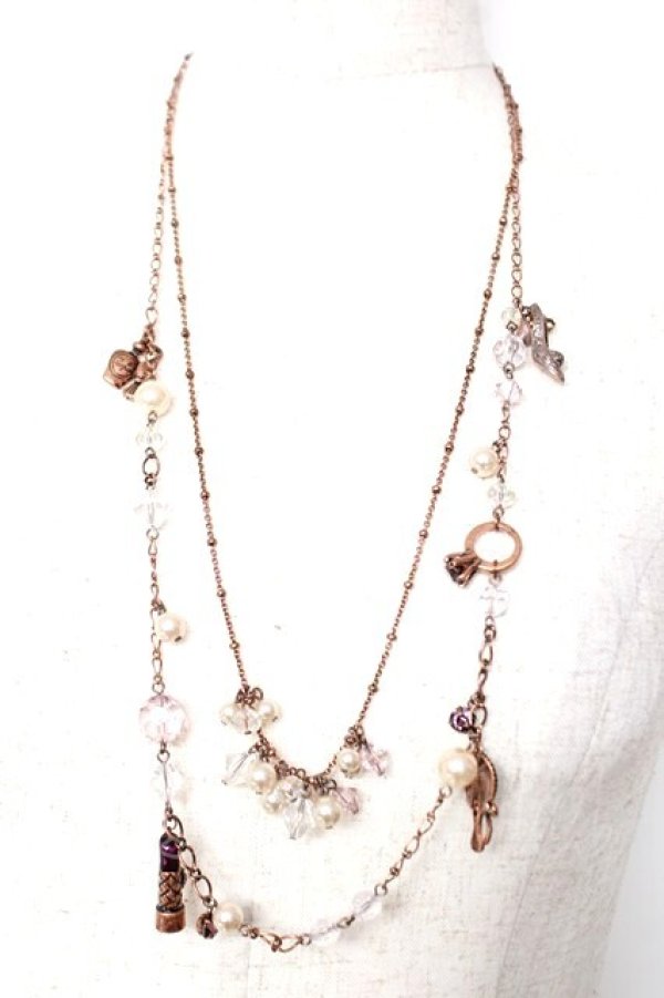 画像1: axes femme / モチーフ2連ネックレス  Aゴールド Y-25-12-12-010-AX-AC-SZ-ZY (1)