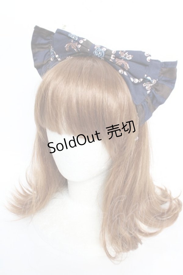 画像1: ALICE and the PIRATES / Kitten's Wonder Night Tea Party柄カチューシャ  紺 Y-25-12-12-100-PA-AC-SZ-ZY (1)