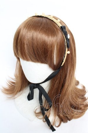 画像: Emily Temple cute / パールリボン麦わらヘッドドレス  黒 Y-25-12-12-115-ET-AC-SZ-ZY