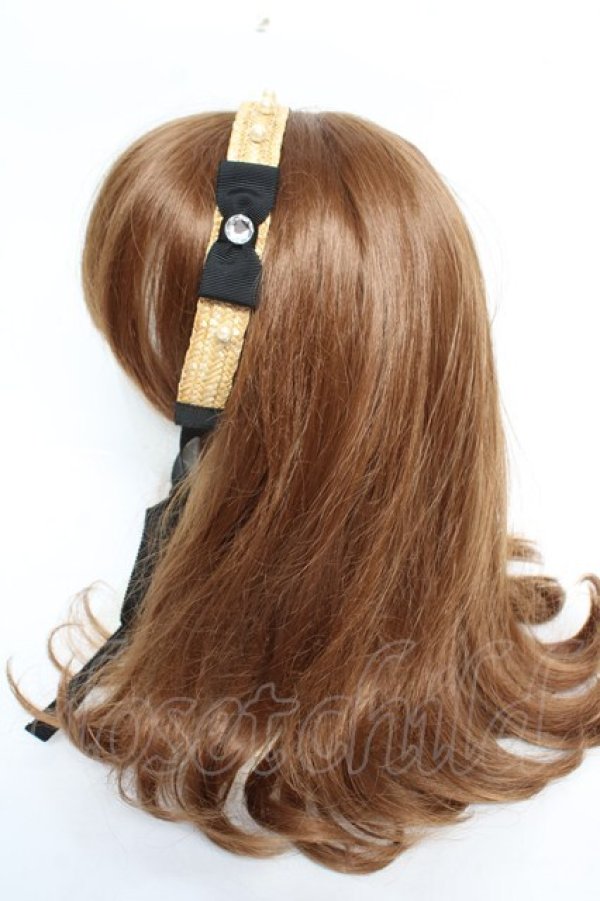 画像2: Emily Temple cute / パールリボン麦わらヘッドドレス  黒 Y-25-12-12-115-ET-AC-SZ-ZY (2)