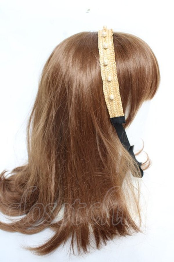 画像3: Emily Temple cute / パールリボン麦わらヘッドドレス  黒 Y-25-12-12-115-ET-AC-SZ-ZY (3)