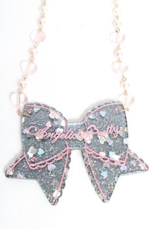 画像: Angelic Pretty /  ときめきリボンネックレス  黒 Y-25-12-12-002-AP-AC-SZ-ZY