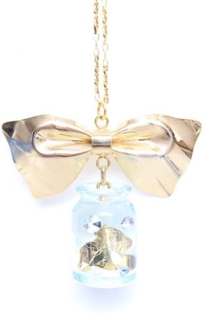 画像: Q-pot. /アリス/フローディングボトルネックレス  ゴールド×サックス Y-25-12-12-019-QP-AC-AS-ZY