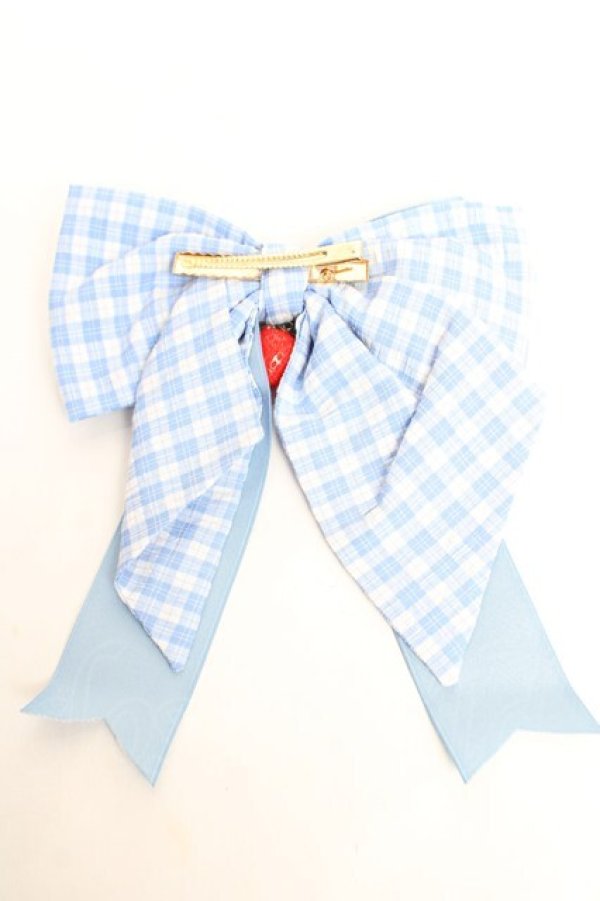 画像2: Hoshibako Works / ストロベリー・リボンブーケ　ギンガムチェックリボンクリップ  サックス Y-25-12-12-020-LO-AC-SZ-ZY (2)