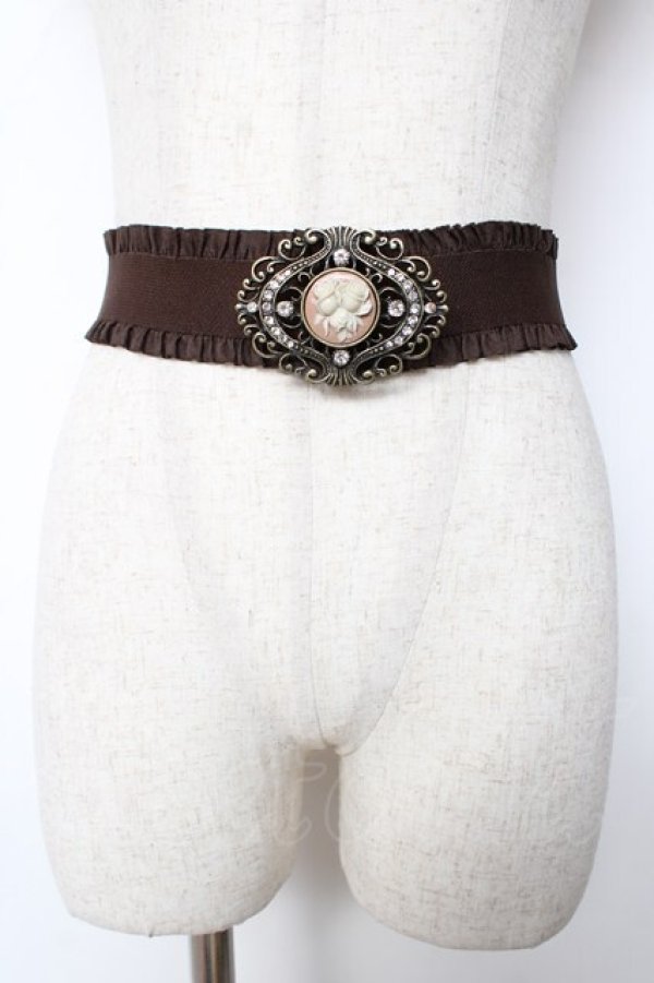 画像1: axes femme / カメオバックルゴムベルト  シルバー Y-25-12-12-039-AX-ZA-SZ-ZY (1)