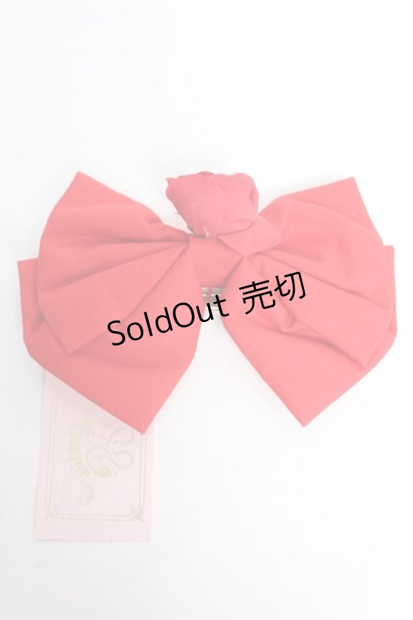 画像1: metamorphose / バラ付リボンバレッタ  赤 Y-25-12-12-040-ME-AC-SZ-ZY (1)