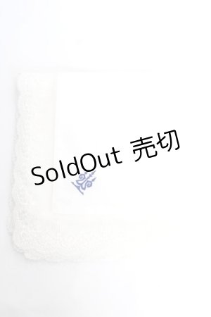画像: Moi-meme-Moitie / タイニーローズレース燭台刺繍スカーフ  白レース×青刺繍 Y-25-12-12-047-MO-ZA-SZ-ZY