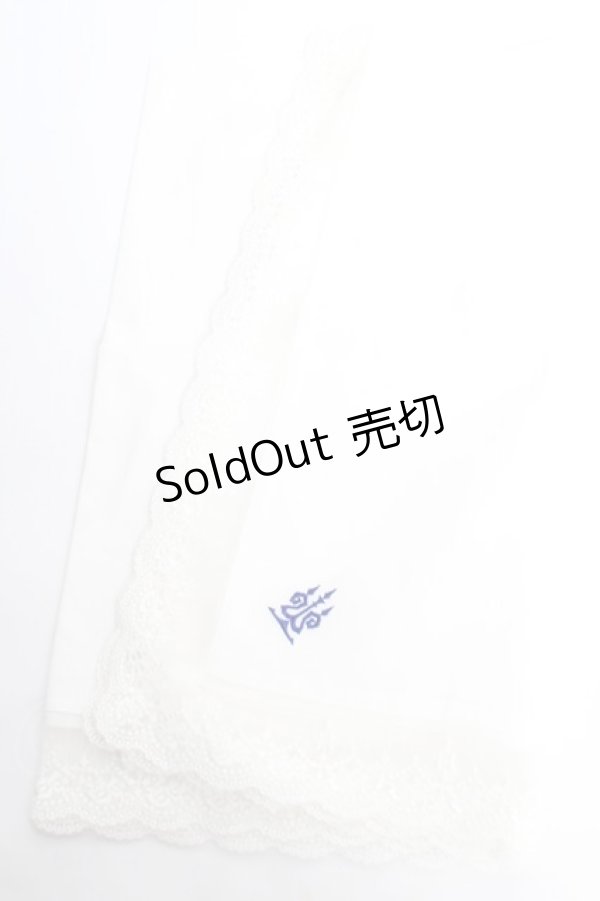 画像2: Moi-meme-Moitie / タイニーローズレース燭台刺繍スカーフ  白レース×青刺繍 Y-25-12-12-047-MO-ZA-SZ-ZY (2)