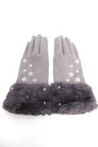画像1: axes femme / 雪の結晶柄刺繍手袋  グレー Y-25-12-13-001-AX-ZA-SZ-ZY (1)